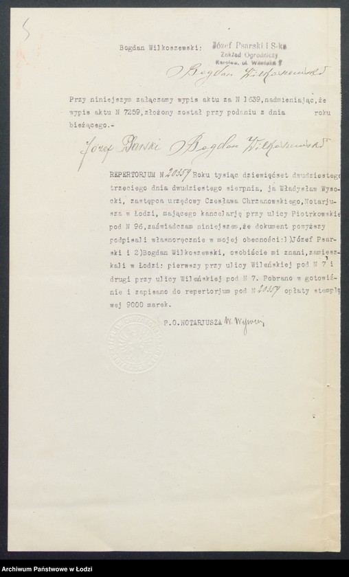 Obraz 7 z jednostki "Józef Psarski i S-ka- zakład ogrodniczy"