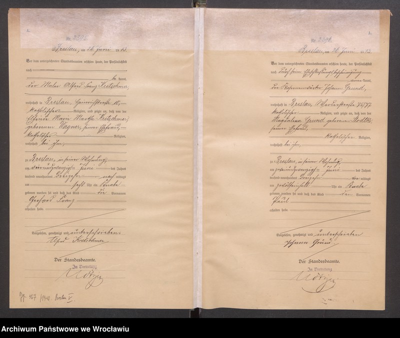 image.from.unit.number "Geburts Neben Register Standesamt Breslau III 1913 Band 7"