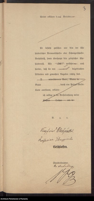 Obraz 5 z jednostki "Die von den Verlobten beigebrachten Urkunden zur Eheschliessung pro 1898"