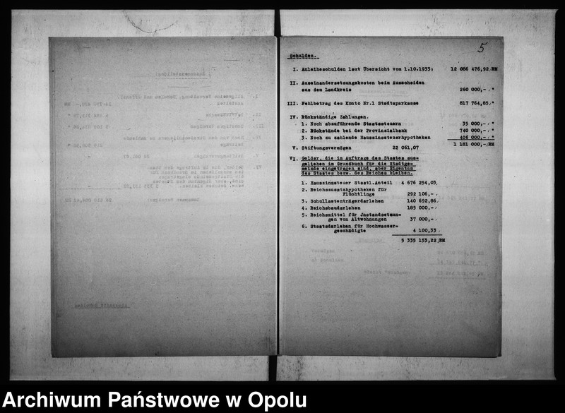 Obraz 9 z jednostki "Vermögensübersicht Stand 1. 10. 33."