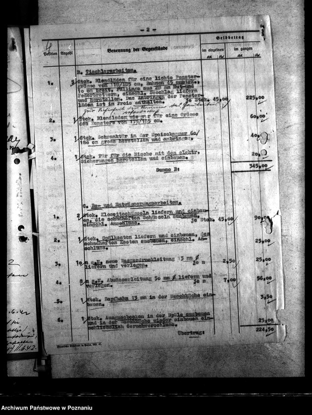 Obraz 8 z jednostki "Instandsetzungsarbeiten im Gästehaus des Gauleiters in Hermannsbad (Ciechocinek)"