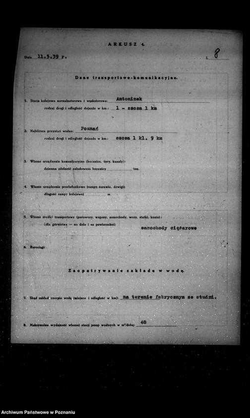 Obraz 12 z jednostki "Kwestionariusz Odlewni żelaza i warsztatów mechanicznych Zb. Broekere Poznań-Antoninek"