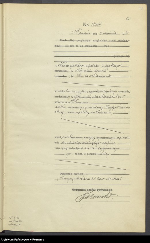 Obraz 13 z jednostki "Księga miejscowa zgonów tom IV [Rejestr główny zgonów]"