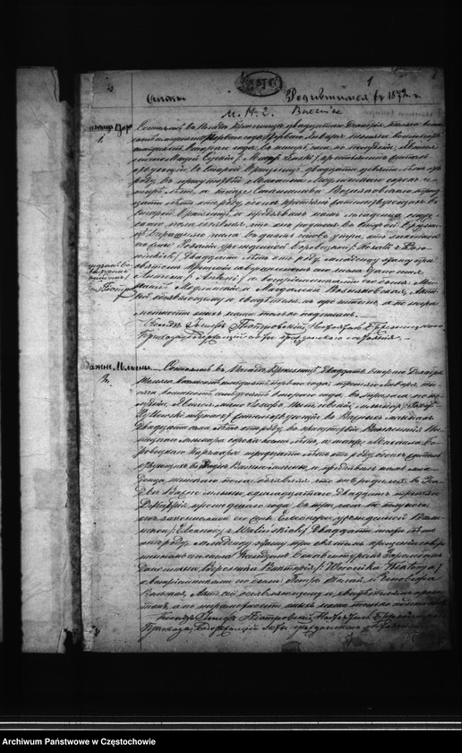 Obraz z jednostki "Duplikaty:akt urodzenia, małżeństw i zgonów w roku 1872"