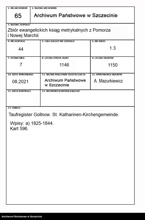 image.from.unit.number "Taufregister Gollnow. St. Katharinen-Kirchengemeinde."