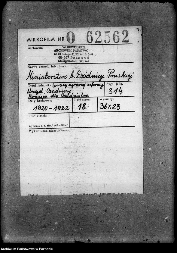 image.from.unit.number "Sprawy agrarnej reformy Urząd Osadniczy Komisja dla Osadnictwa"