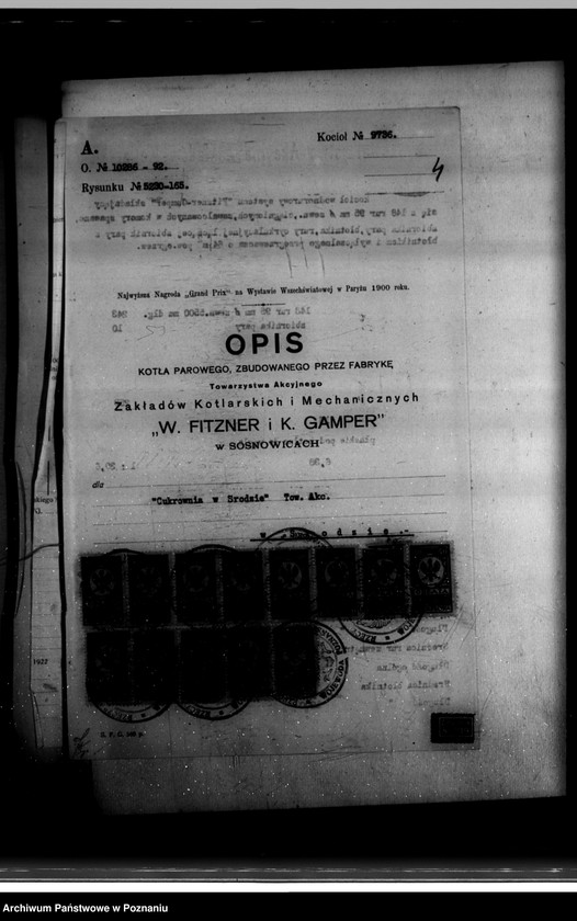 Obraz 8 z jednostki "Cukrownia w Śodzie Towarzystwo Akcyjne Nr woj. kotła 122"