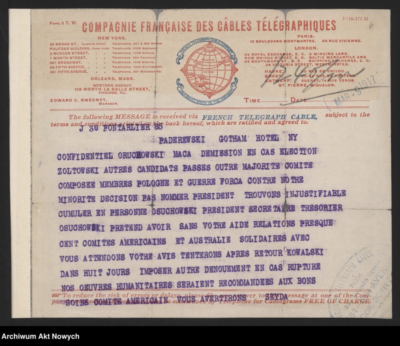 image.from.unit.number "Comité Général de Secours pour les Vctimes de la Guerre en Pologne. Apele oraz korespondencja I. J. Paderewskiego"