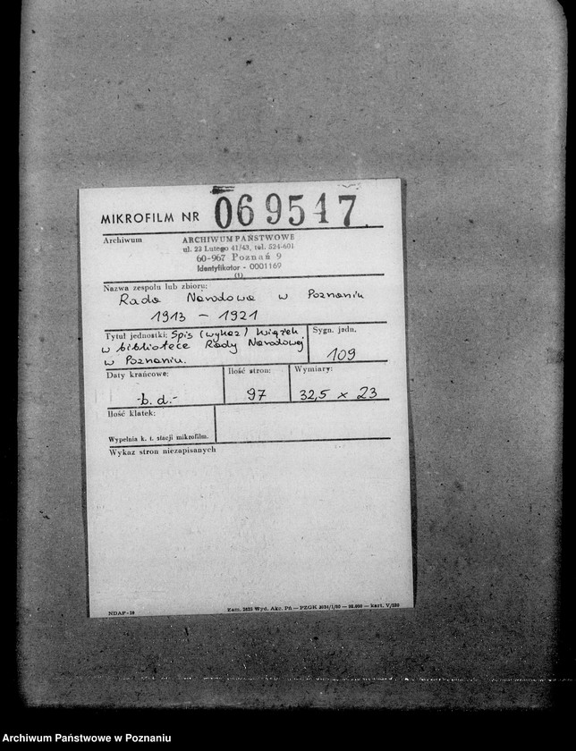image.from.unit.number "Spis [wykaz] książek w bibliotece Rady Narodowej w Poznaniu."