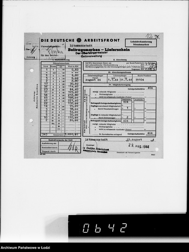 Obraz 16 z jednostki "D.A.F [Wpłaty składek członkowskich]"