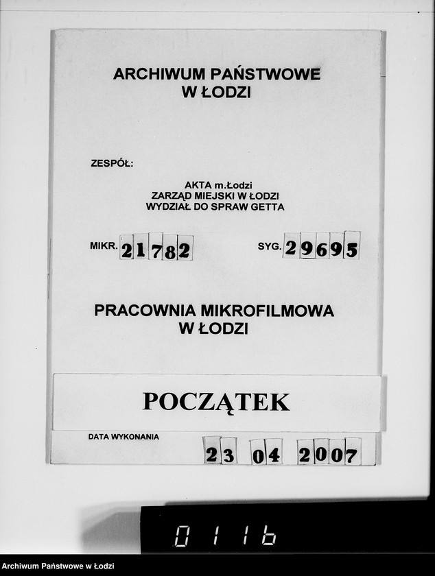Obraz 1 z jednostki "Sonderkonto 12300. Arbeitsamt Posen Judenlager des Oberbürgermeisters von Posen"