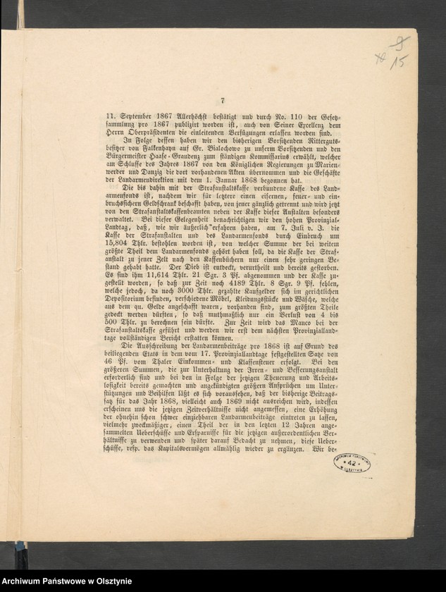 image.from.unit.number "Acta des 18ten Provinzial-Landtages der Stände des Königreichs Preußen. betreffend den Westpreussischen Landarmen Fonds in den 1864-1866"