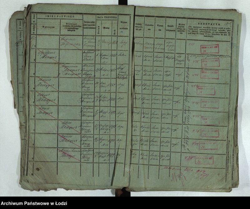 Obraz 13 z jednostki "Księga ludności stałej Łódź - cyrkuł III i IV nr 1071-1137"