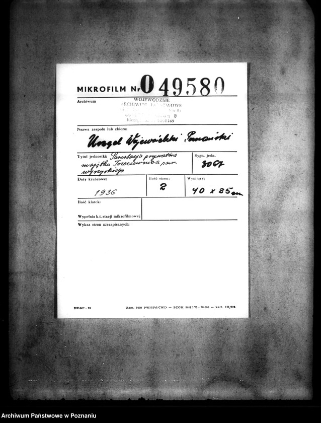 Obraz 2 z jednostki "Parcelacja prywatna majątku Trzeciewnica powiatu wyrzyskiego"