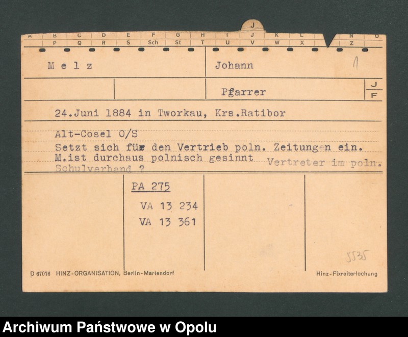 Obraz 3 z jednostki "[Melz Johann, ur. 24.6.1884 Tworkau]"