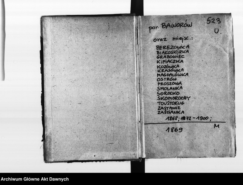 image.from.unit.number "Parafia: Baworów. Dekanat: Tarnopol. Księga metrykalna urodzeń 1868, 1872-1900 i ślubów 1869 dla miasta Baworów i wsi: Berezowica Wielka*, Białoskórka, Grabowiec, Kipiaczka, Kozówka***, Krasówka, Magdalówka**, Ostrów*, Proszowa, Skomorochy, Smolanka, Sorocko***, Toustoług, Zaścianka, Zastawie."