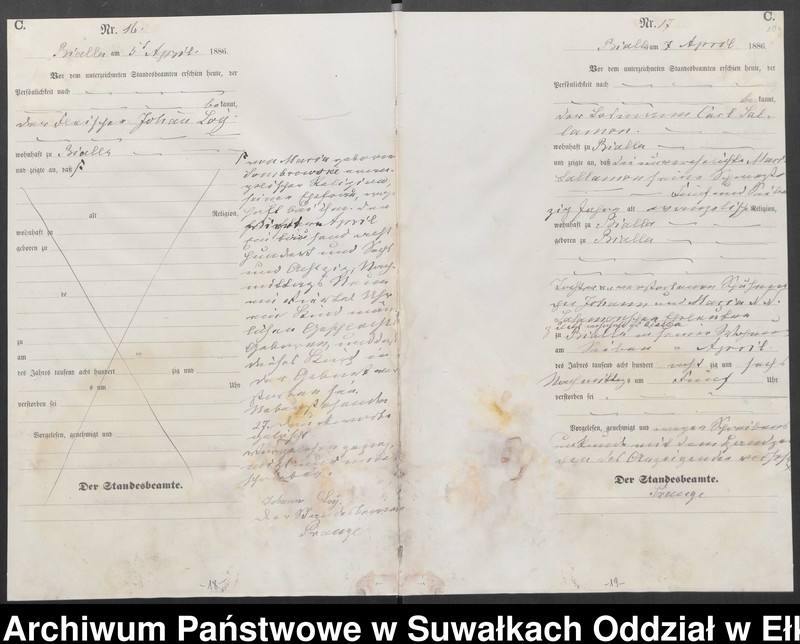 image.from.unit.number "Sterbe-Haupt-Register des Königlichen Preussischen Standes-Amtes Bialla Kreis Johannisburg"