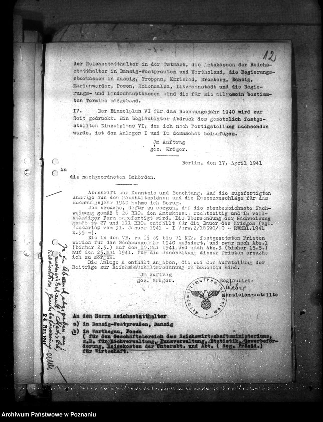 Obraz 16 z jednostki "Jahresabschluss 1940. Reichswirtschaftsverwaltung"