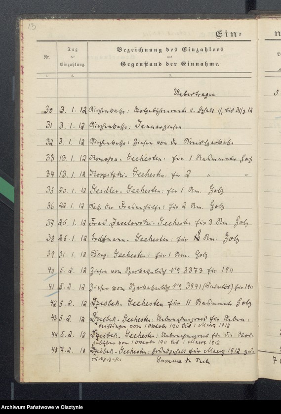 image.from.unit.number "Tagebuch über Einnahme und Ausgabe der Pfarrstellenkasse zu Seehesten"