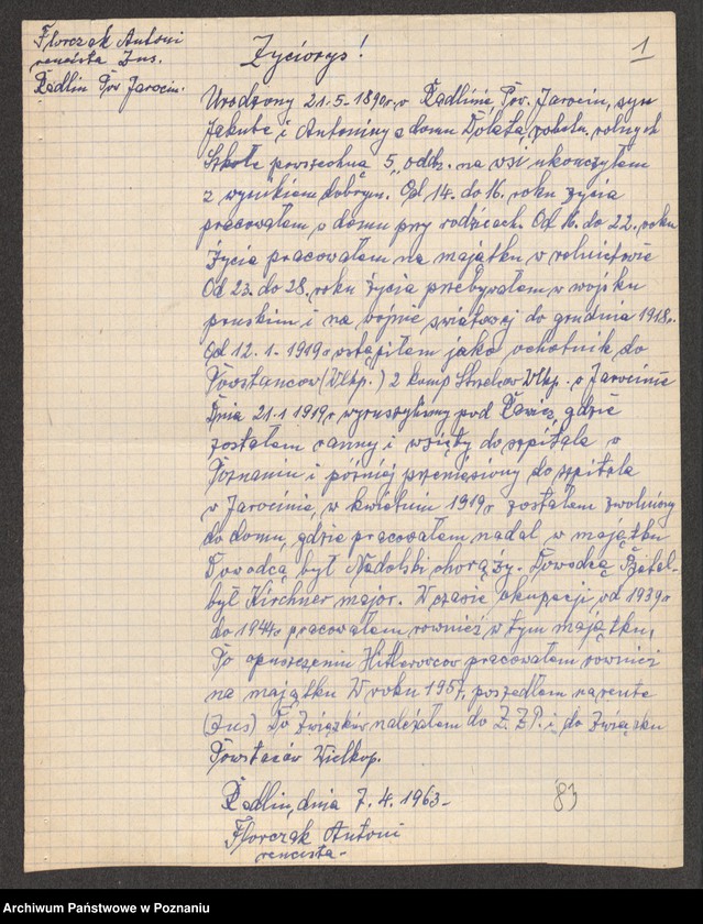 Obraz 17 z jednostki "Życiorysy powstańców wielkopolskich: F - tom ll /Florczak Antoni - Furmański Jan/."