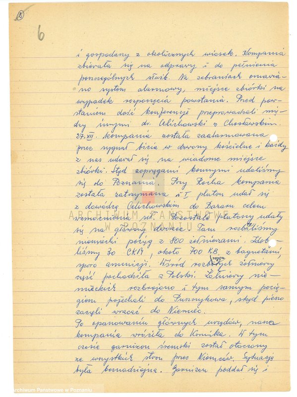 Obraz 16 z jednostki "Relacje i wspomnienia dotyczące powstania wielkopolskiego na terenie Kórnika - Bnina, powiat Śrem, województwo poznańskie."