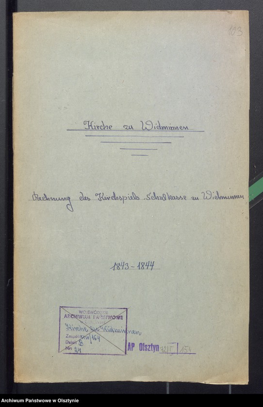 image.from.unit.number "Rechnung des Kirchspiels Schulkasse zu Widminnen"