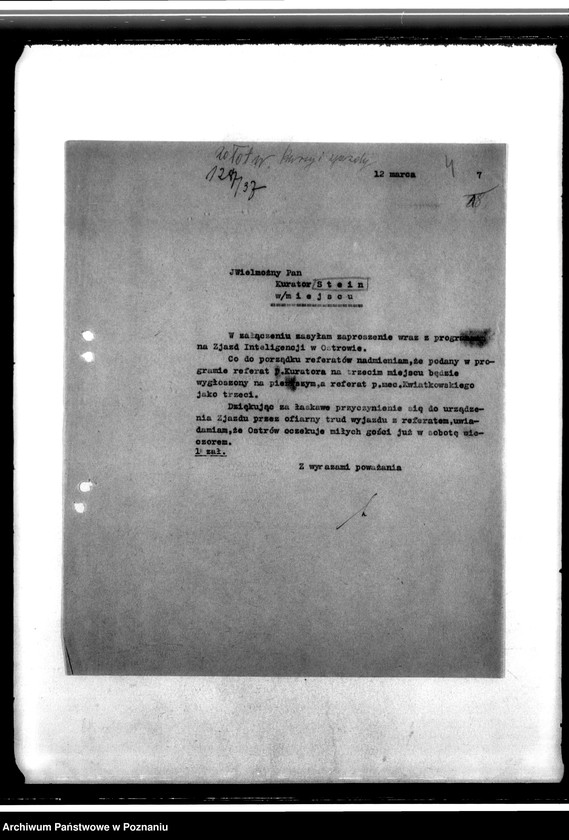 Obraz 8 z jednostki "Korespondencja dotycząca działalności Parafialnych Akcji Katolickich oraz organizacji kursów i zjazdów powiatowych inteligencji"