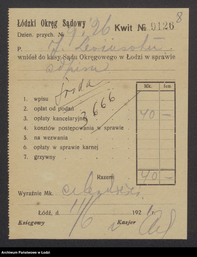 Obraz 10 z jednostki "Judel Lewinson- sprzedaż odpadków, surowców, przędzy i manufaktury"