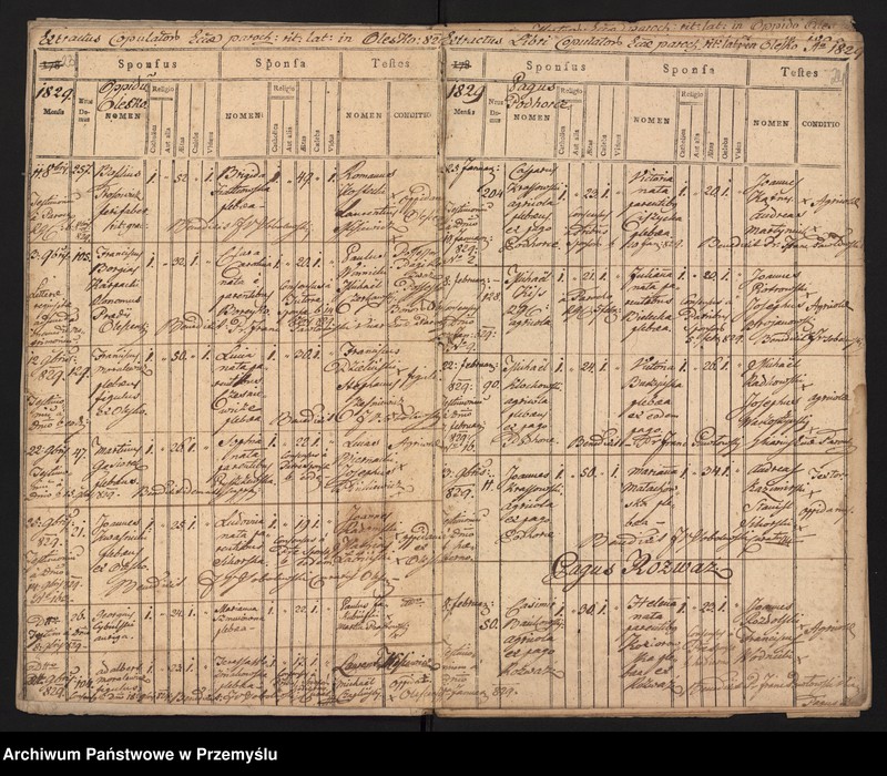 image.from.unit.number "[Odpisy ksiąg urodzeń, małżeństw, zgonów parafii rzymskokatolickiej Olesko z 1829 roku]"