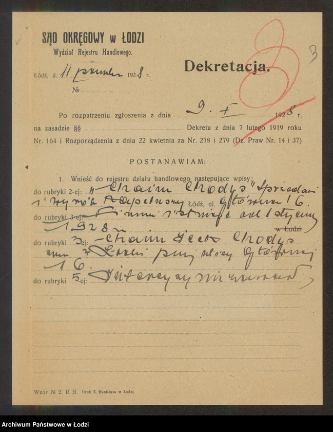 Obraz 5 z jednostki "Chaim Chodys – wyrób i sprzedaż kapeluszy"