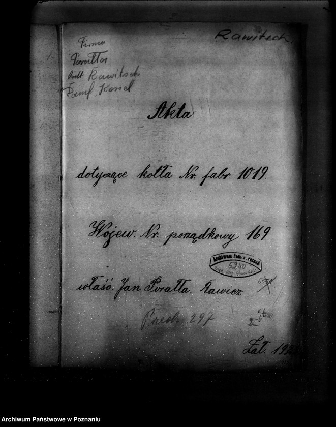 image.from.unit.number "Fabryka Tabaki J. Parałły w Rawiczu nr woj. kotła 169"