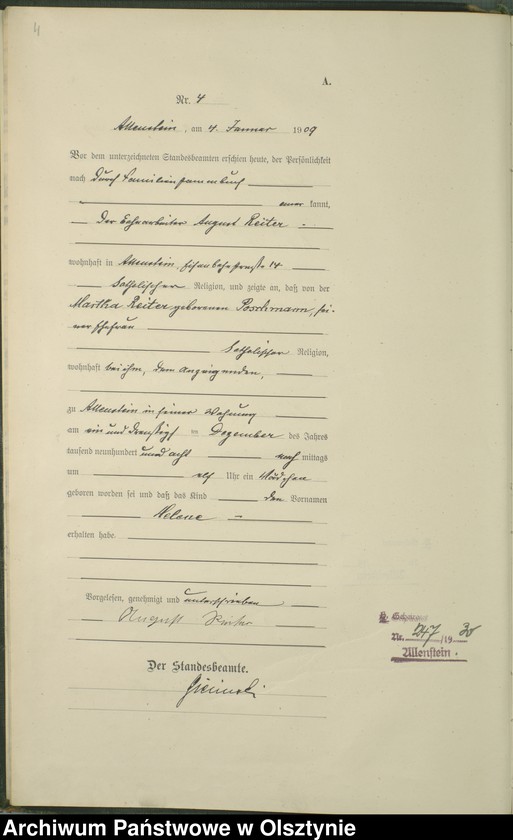 image.from.unit.number "Geburts-Haupt-Register Tom I , Nr 1-439"