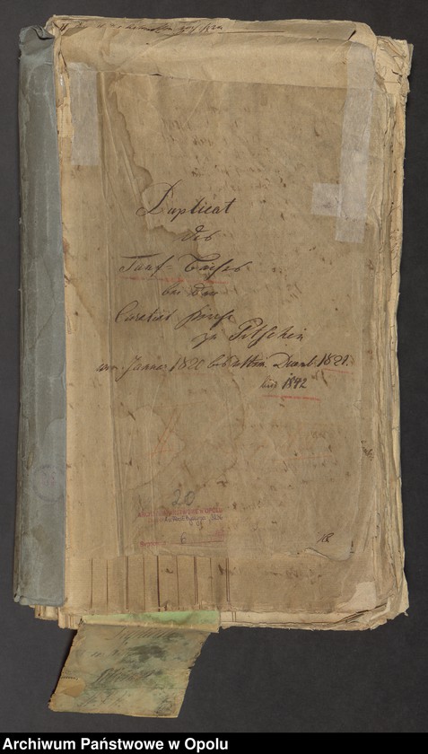 image.from.unit.number "Duplicat des Tauf-Buches bei der Curatial Kirche zu Pitschen von Jahren 1820 bis [...] 1842"