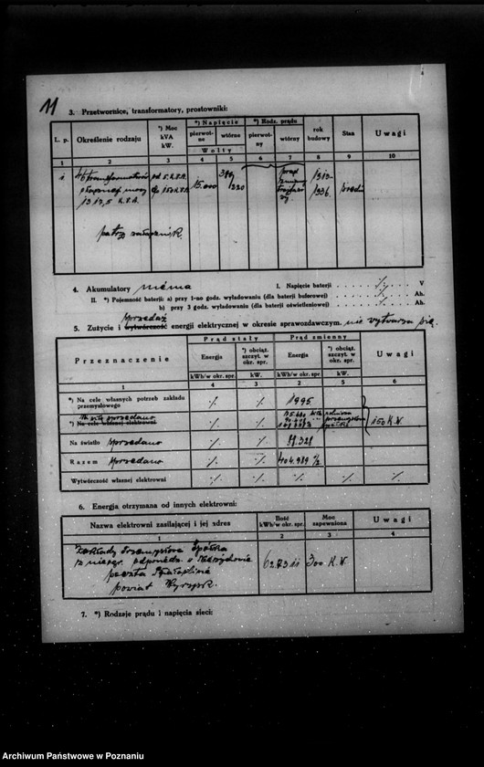 Obraz 15 z jednostki "Kwestionariusz Centrali elektrycznej Państwowego Przedsiębiorstwa Komunalnego w Chodzieży"