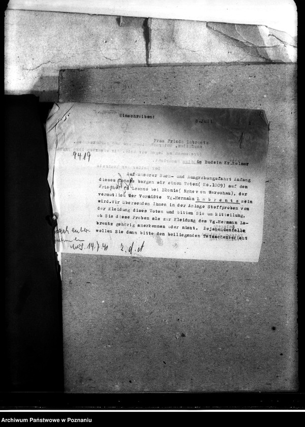 Obraz 5 z jednostki "Korespondencja w sprawie miejscowych Niemców, którzy zginęli w 1939 roku"