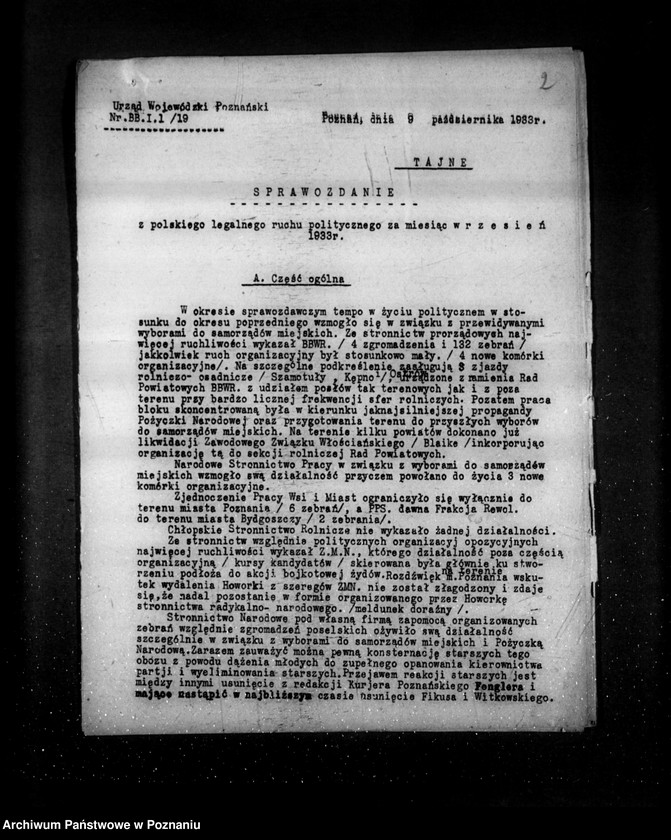 Obraz 6 z jednostki "Sprawozdanie miesięczne sytuacyjne z legalnego ruchu politycznego za miesiące wrzesień-grudzień 1933 r."