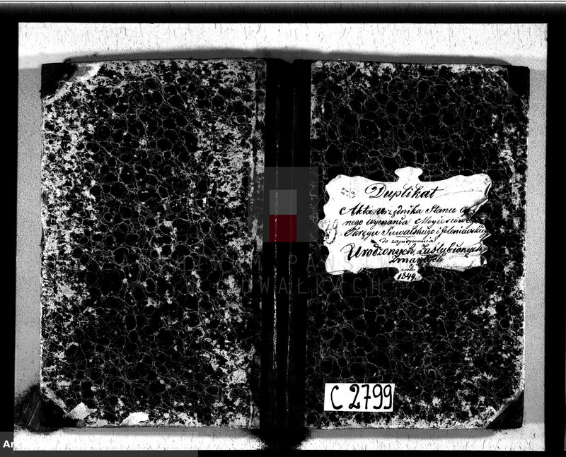 image.from.unit.number "Duplikat. Akta Urzędnika Stanu Cwilnego Wyznania Moyżeszowego Okręgu Suwalskiego i Jeleniewskiego do zapisywania Urodzonych, Zaślubionych i Zmarłych z roku 1849"