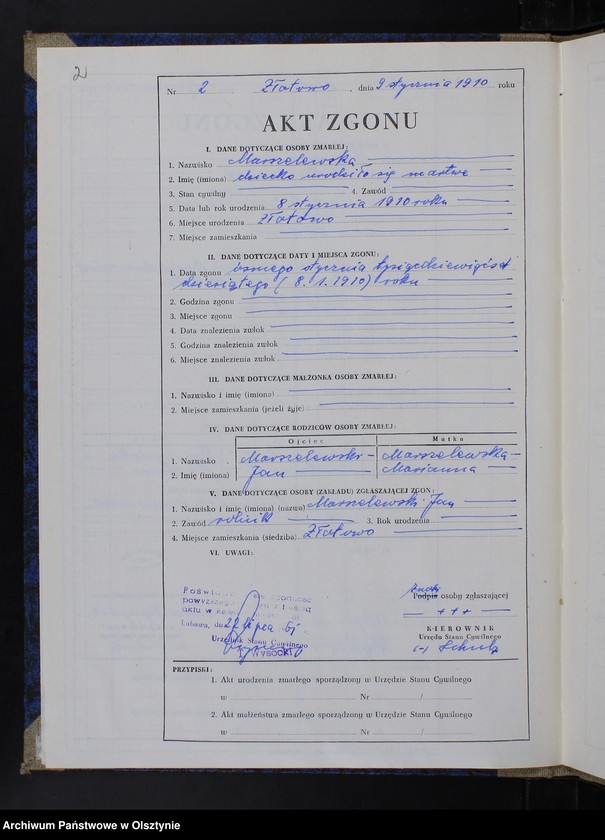 image.from.unit.number "Księga zgonów Nr 1 - 27,1 - 23,1 - 21, 1 - 26 /księga przepisana w języku polskim z oryginału niemieckiego w dniach 22 - 23.07.1961/"