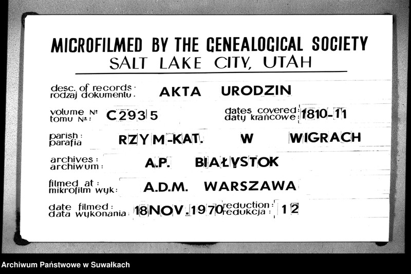image.from.unit.number "Akta małżeństwa gminy wigierskiey od 1-go maja 1810 do dnia ostatniego kwietnia 1811 roku"