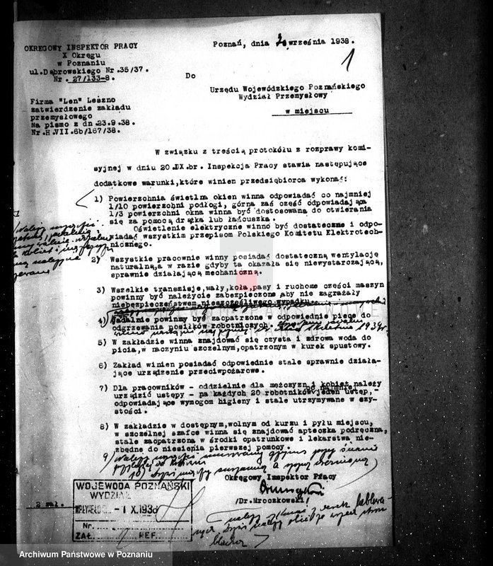 Obraz 5 z jednostki "Zatwierdzenie zakładu przemysłowego Firmy "Len" w Lesznie"