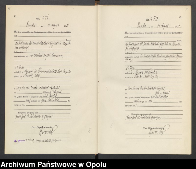Obraz 8 z jednostki "[Rejestr zgonów] 1931 Tom II Nr 468-746"