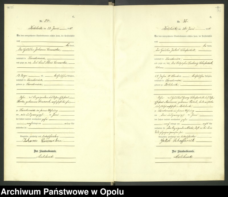 image.from.unit.number "Urząd Stanu Cywilnego Kobylice Księga Zgonów Rok 1910-1911"