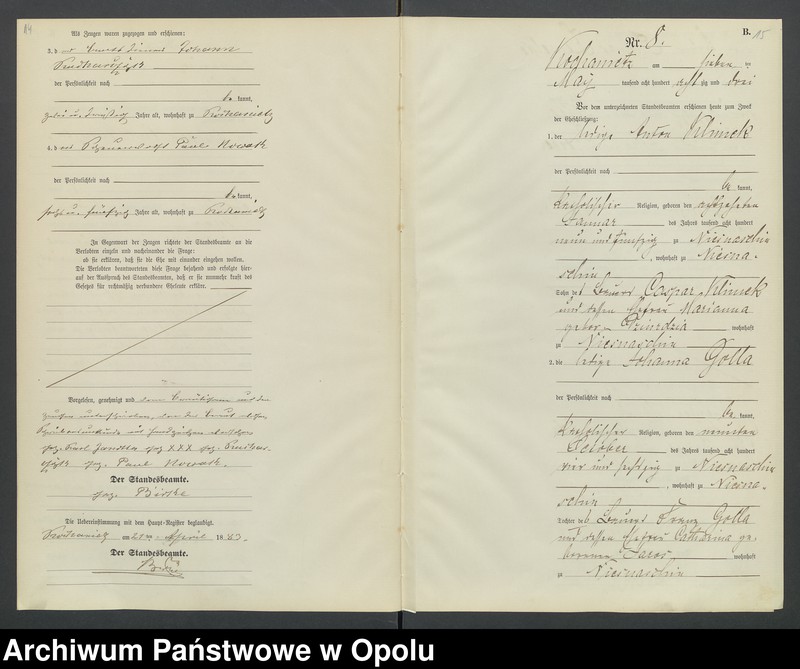 image.from.unit.number "Urząd Stanu Cywilnego Kochaniec Księga małżeństw rok 1883-85"