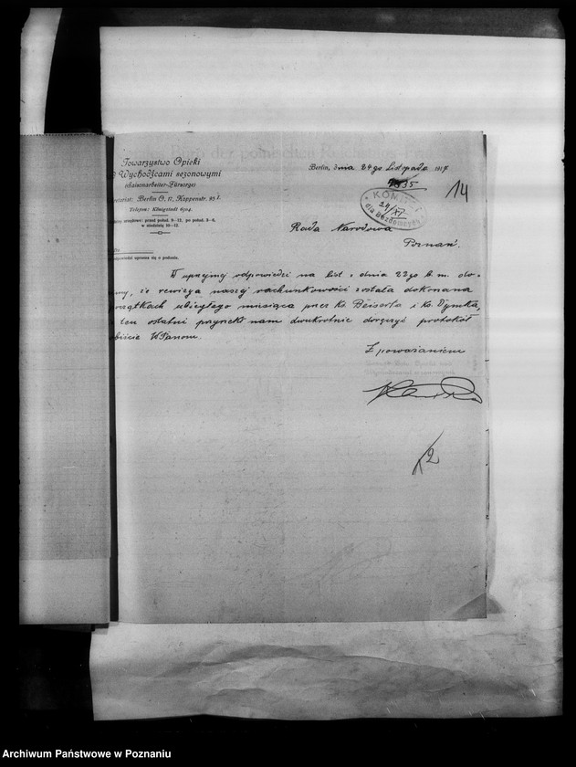 Obraz 18 z jednostki "Korespondencja Komitetu dla Bezdomnych w Berlinie w sprawie pomocy materialnej dla Polaków w Niemczech."