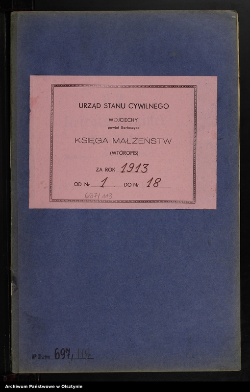 image.from.unit.number "Heiraths-Neben-Register Nr 1 - 18 [ Księga małżeństw - wtóropis ]"