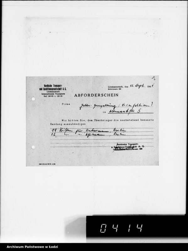 Obraz 5 z jednostki "[Dowody dostawy odzieży dla firmy dla Asmann u.Co.Berlin"