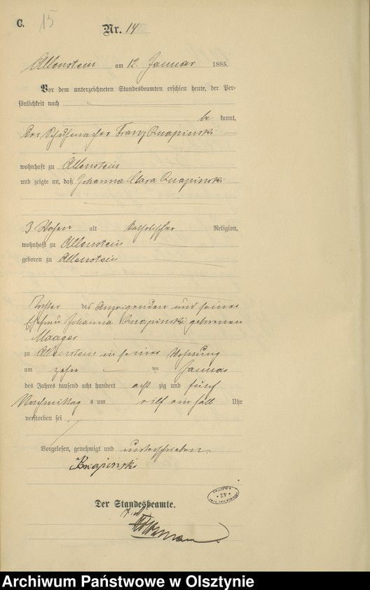 image.from.unit.number "Sterbe-Haupt-Register Nr 1 - 395"