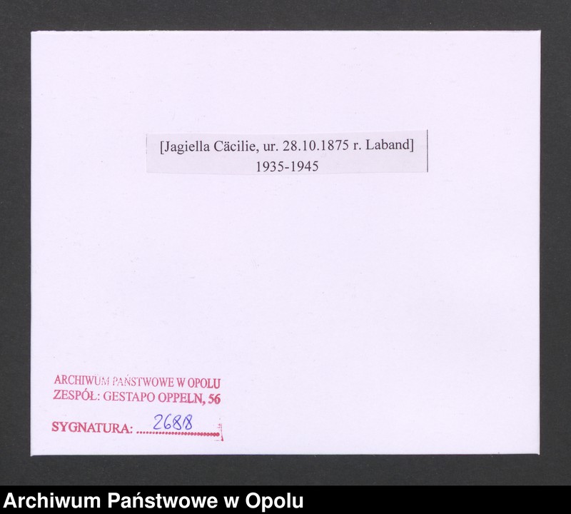 Obraz 2 z jednostki "[Jagiella Cäcilie, ur. 28.10.1875 r. Laband]"