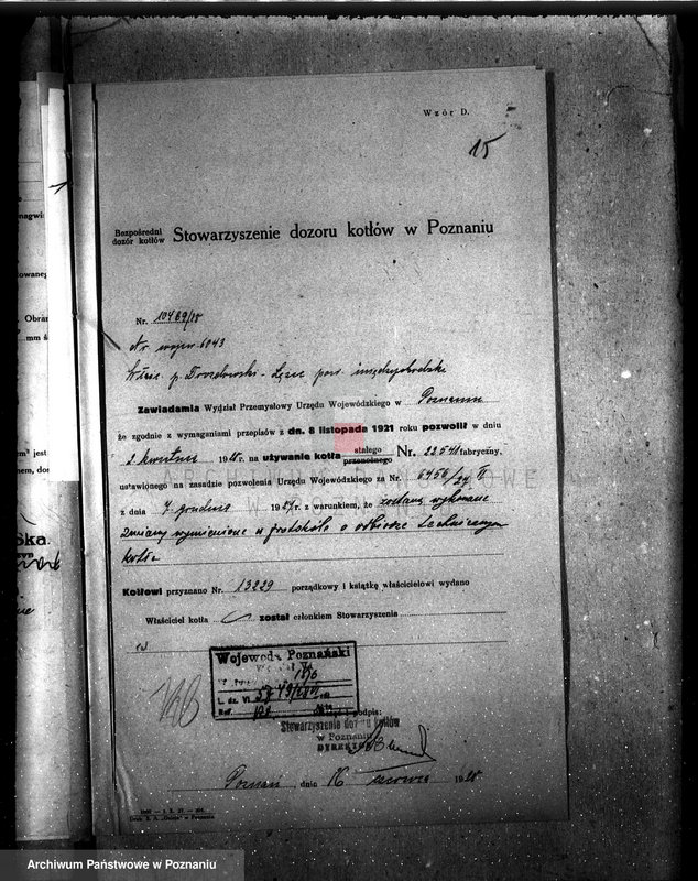 image.from.unit.number "Młyn parowy w Łężcu, pow. międzychodzki własność St. Drozdowski nr woj. kotła 6043"