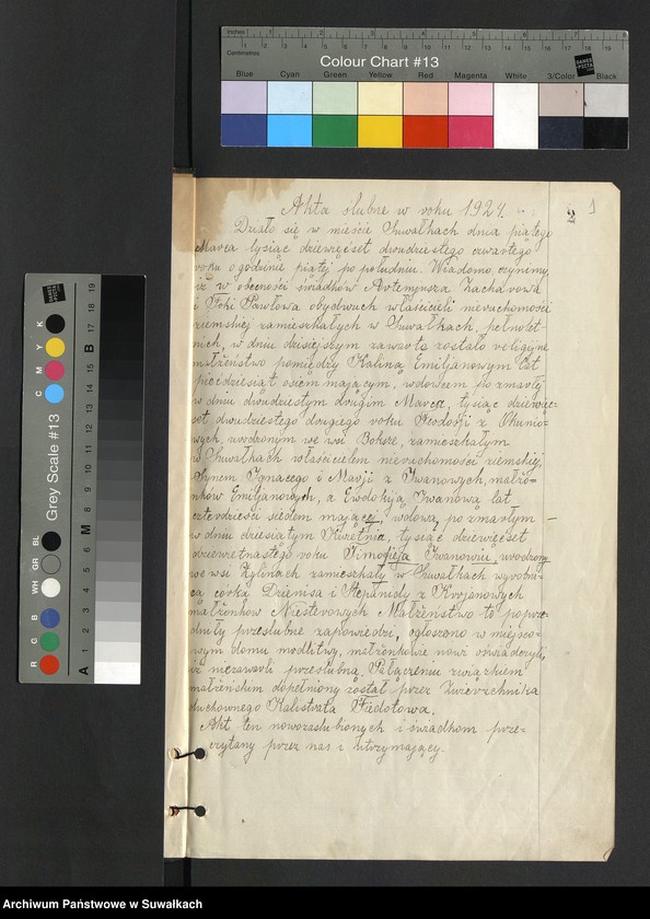 image.from.unit.number "Dublikat. Aktów Stanu Cywilnego Zaślubionych. Z roku 1924 parafja Staroobrzędowców w Suwałkach"